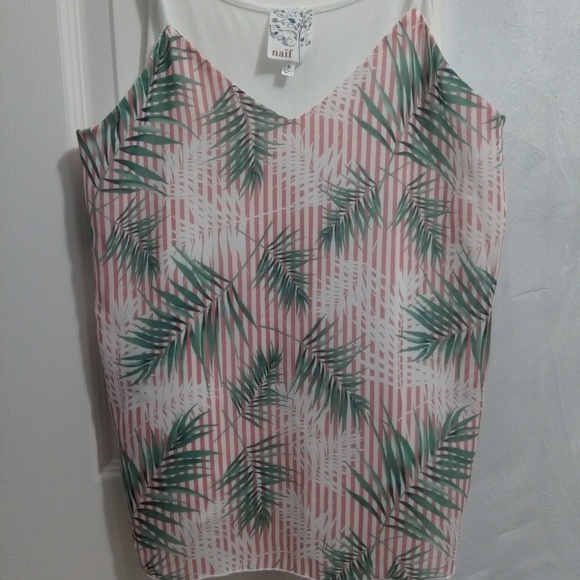 Pink Striped Palm Fronds Tank Top - Picture 1 of 5